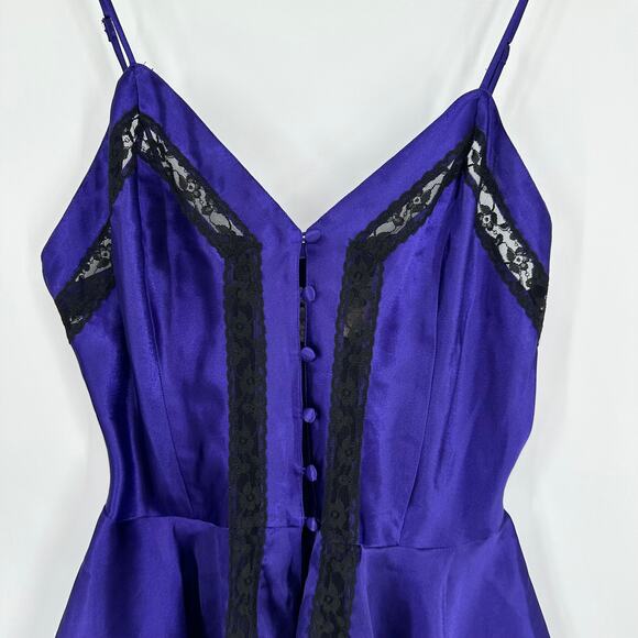 Victoria’s Secret 90’s Vintage Gold Label Satin Slip Dress Teddy Lace Nightgown - Picture 3 of 8